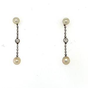 Edwardian Natural Pearl and Diamond Earrings