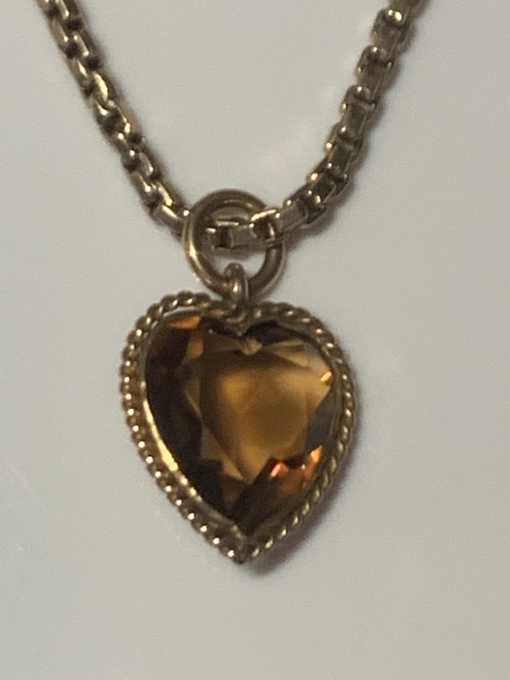 Citrine Heart Gold Edwardian Necklace