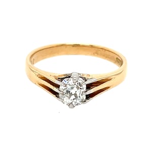 18 Karat Gold Antique Old European Cut Diamond Solitaire 0.65ct.