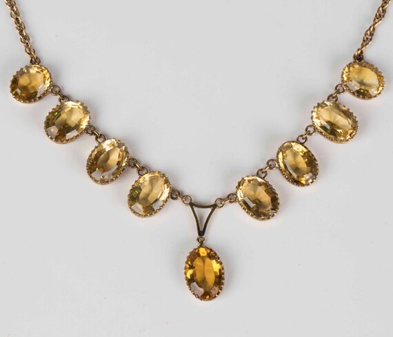 Citrine Antique Victorian 9 Karat Gold Necklace