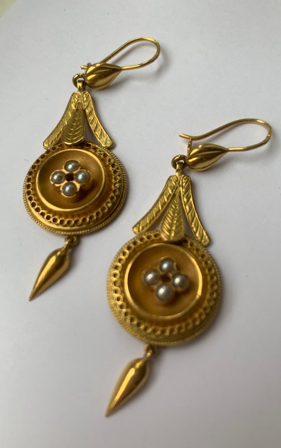 Antique Victorian Gold And Pearl Earrings