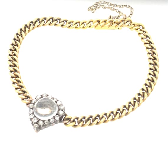 Victorian Diamond and Rock Crystal 15ct Gold Witches Heart Bracelet