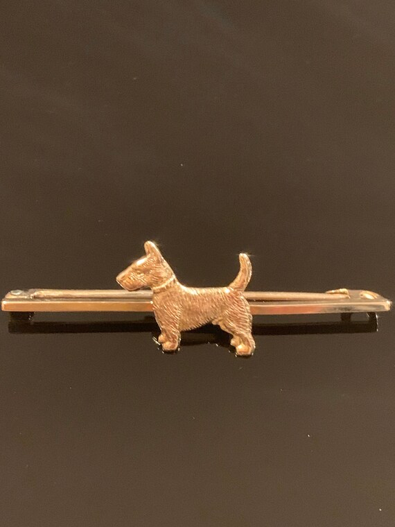 An Early 20th Century 9k Gold Scotty Dog Brooch