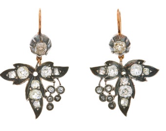 Victorian Diamond Leaf Earrings