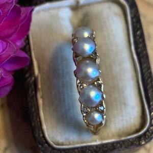 Natural Split Pearl and Diamond Antique Victorian Ring 18ct Gold
