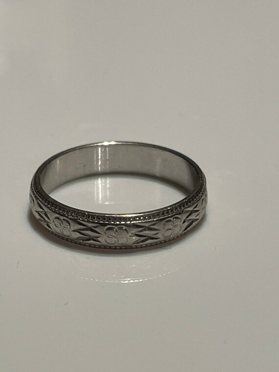 Mid Century Platinum Engraved Eternity Ring