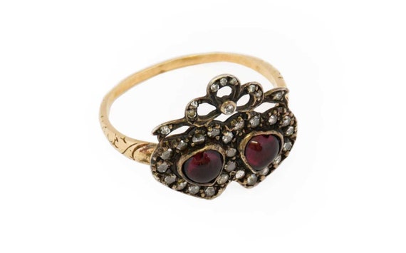 Antique double heart ring clearance