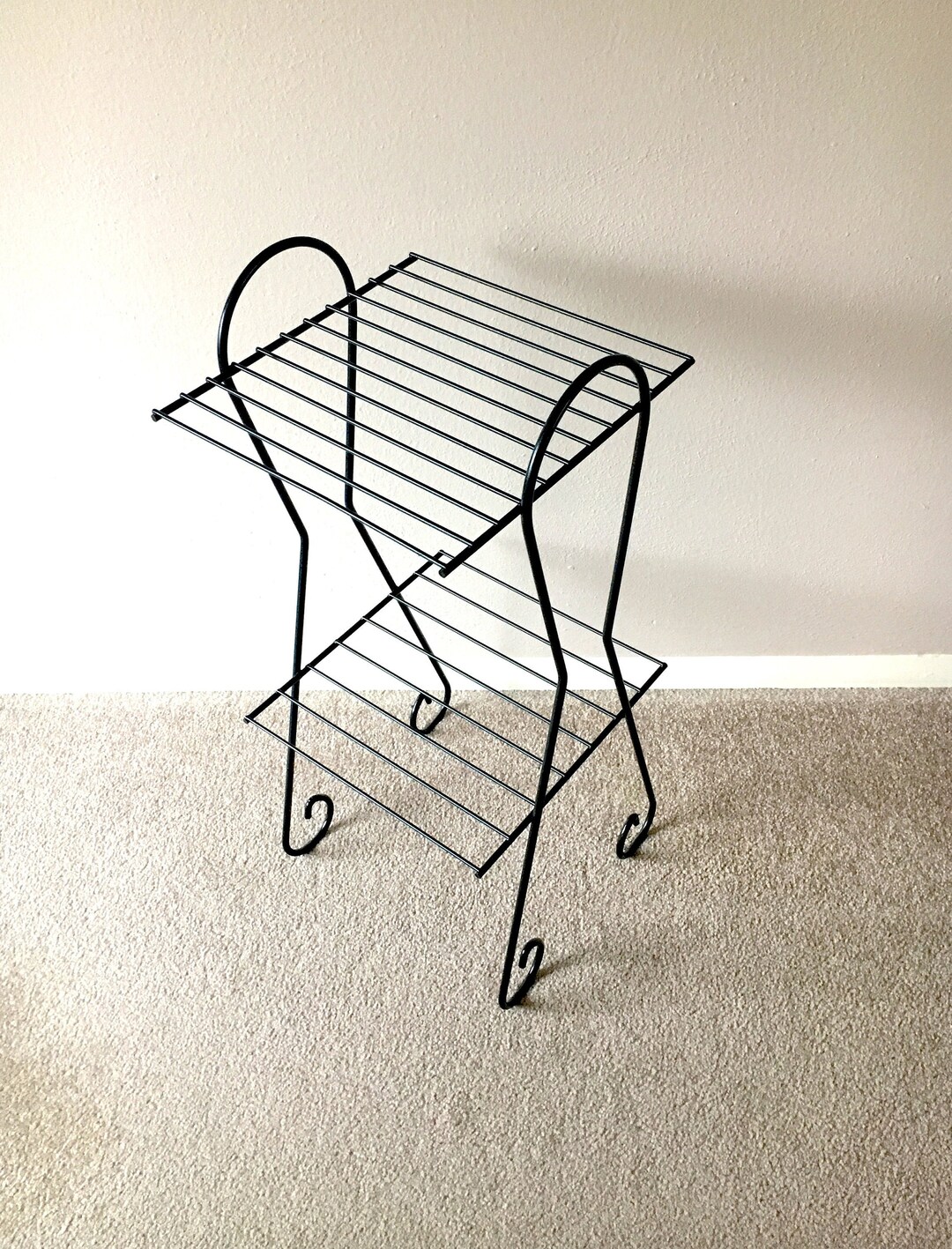 Mid Century Wire Side Table Rack Bookshelf Plant Stand Etsy