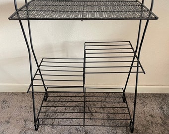 Mid Century Modern Wire Record Table End Table 1950s 1960s Atomic Retro Decor