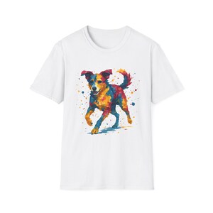 Color Splashed Watercolor Dog T-Shirt, Puppy Lover Graphic Tee, Animal Print Top, Dog Owner Gift, Artistic Shirt