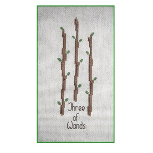 Three of Wands Tarot Cards Cross Stitch Pattern