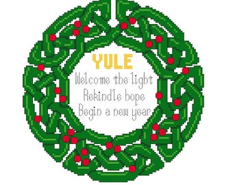 Celtic Knot Yule Wreath Cross Stitch Pattern