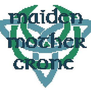 Maiden Mother Crone Crescent and Triqueta Cross Stitch Pattern