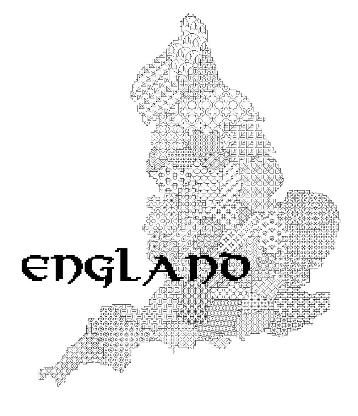 England Pattern Draw Counties of England Blackwork Pattern | Etsy