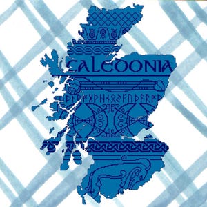 Caledonia Scotland Map Cross Stitch Pattern