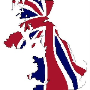 UK Flag Map Cross Stitch Pattern