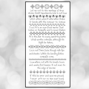 Shakespeare's Sonnet 116 Blackwork Sampler Pattern