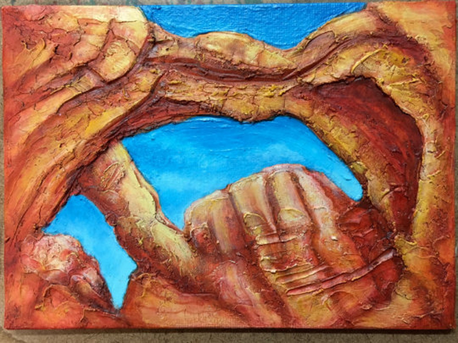 Canyon Arch Textured Oil Painting Etsy