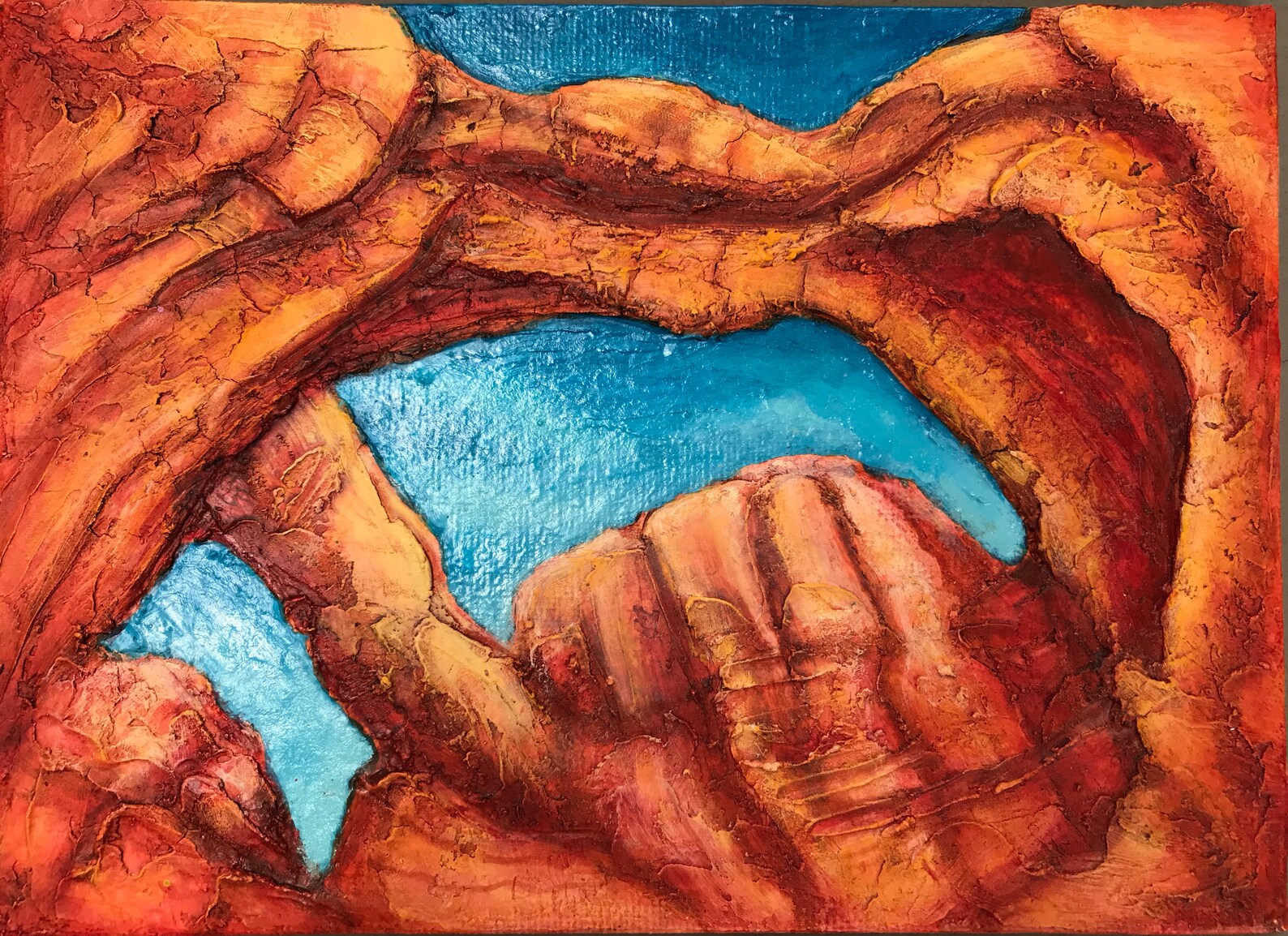 Canyon Arch Textured Oil Painting Etsy