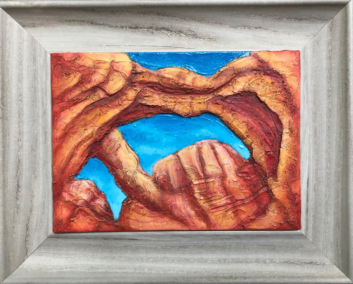 Canyon Arch Textured Oil Painting Etsy
