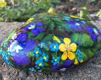 Garden Floral painted rock