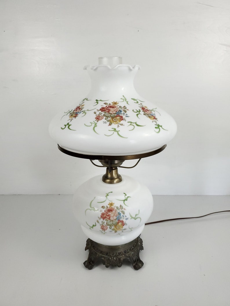 Romantic Fl Double Globe Lamp 3 Way Lighting Electric Oil Hurricane Style Cottage Victorian