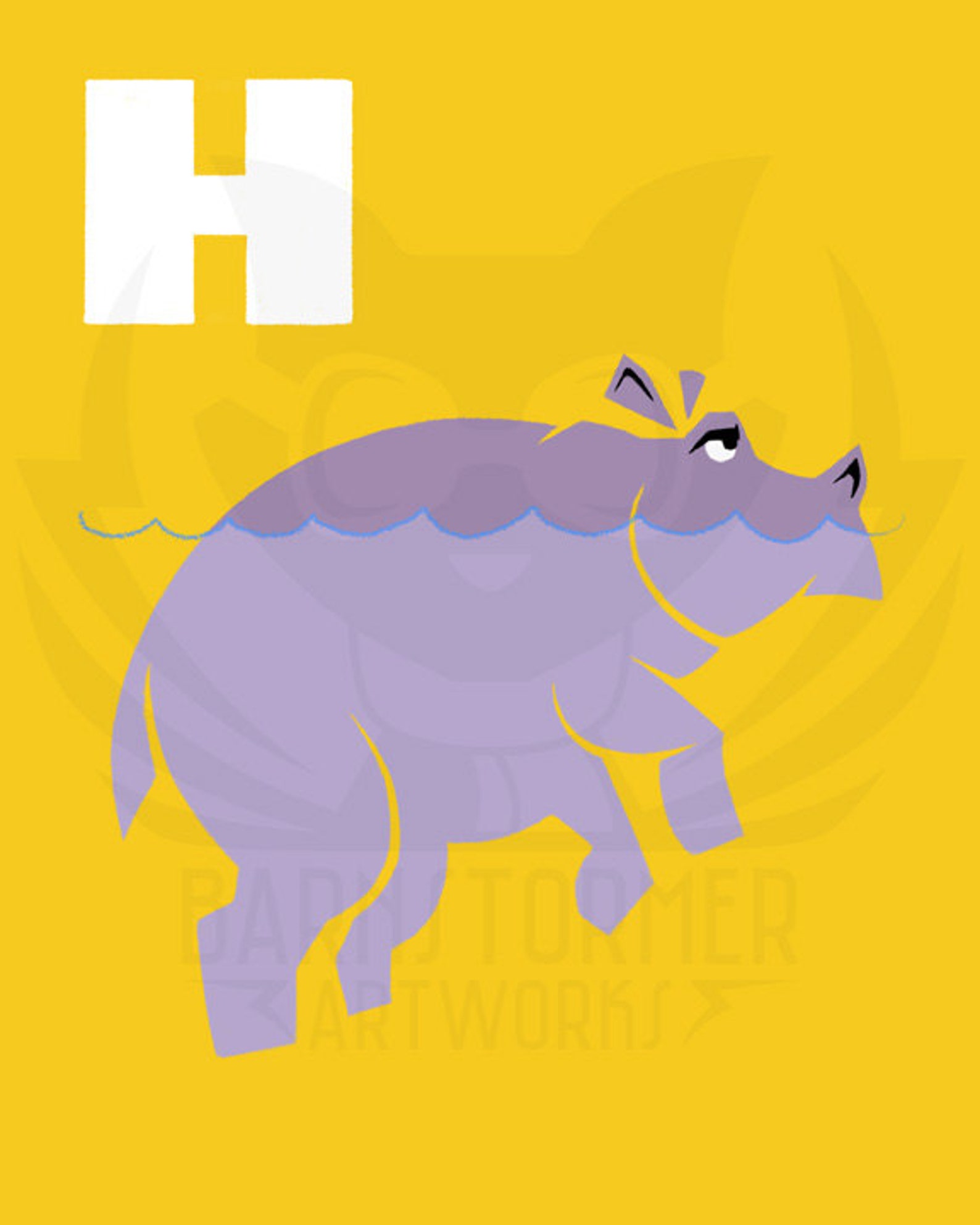 Alphabet Letter H Hippo Custom Colors Alphabet Letter - Etsy