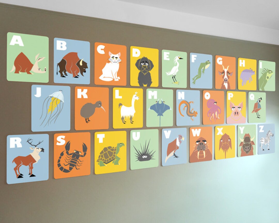 Alphabet ABC Animals Wall Cards Flash Cards Modern Letter Kids - Etsy
