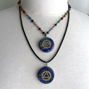Blue Aventurine Throat Chakra Pendant Necklace: Handmade Yoga Jewelry