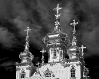 black and white st. petersburg photo, russia photo, catherine the greats' palace photo, russia card, catherine the greats' palace card