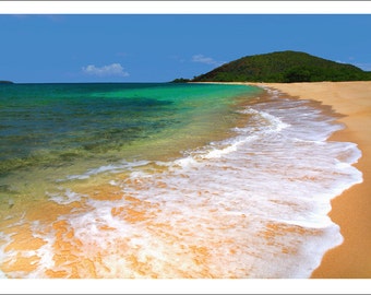beach photo, color photo note card, blank inside, beach, the big beach, maui, hawaii, beach scene, ocean, beach card, sand and waves