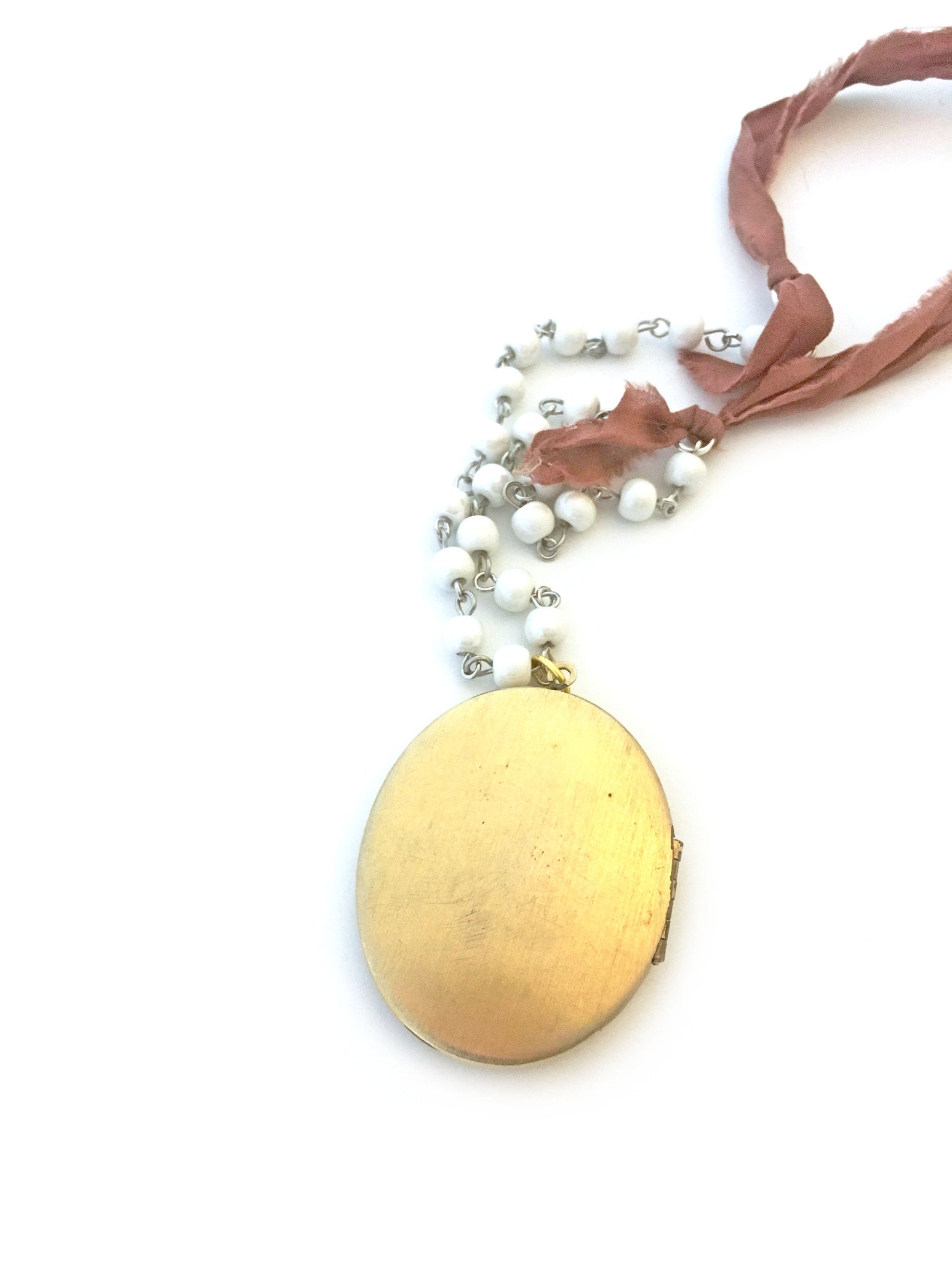 Vintage Locket Necklace Rosary Chain & Locket Necklace Silk Etsy