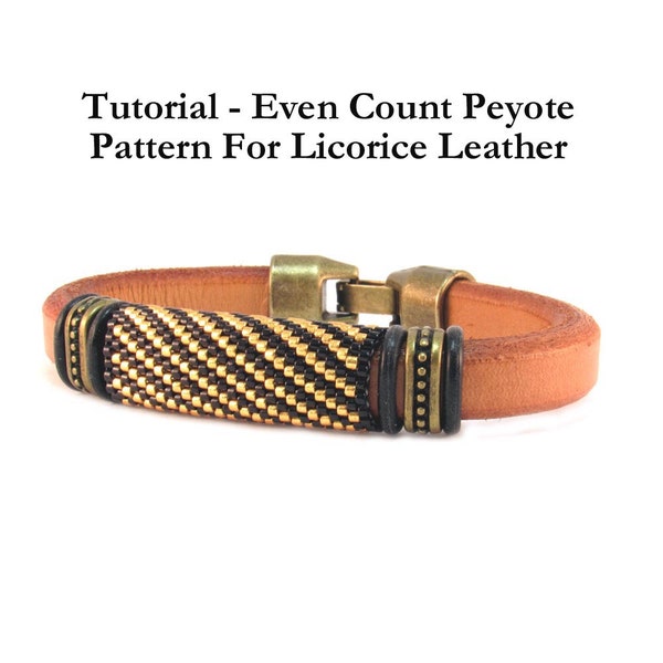 Beading Tutorial - Diagonal Peyote Pattern For Licorice Leather, Delica Bead Pattern
