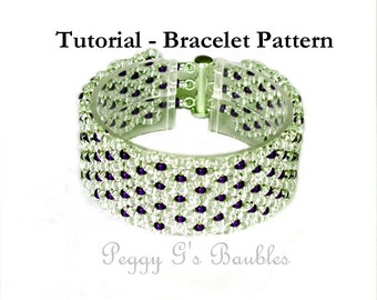 Beading Tutorial Ruffles Bracelet, Beading pattern with Superduo or Twin Beads 8/0's and 15/0's - Beaded Bracelet Pattern, PDF