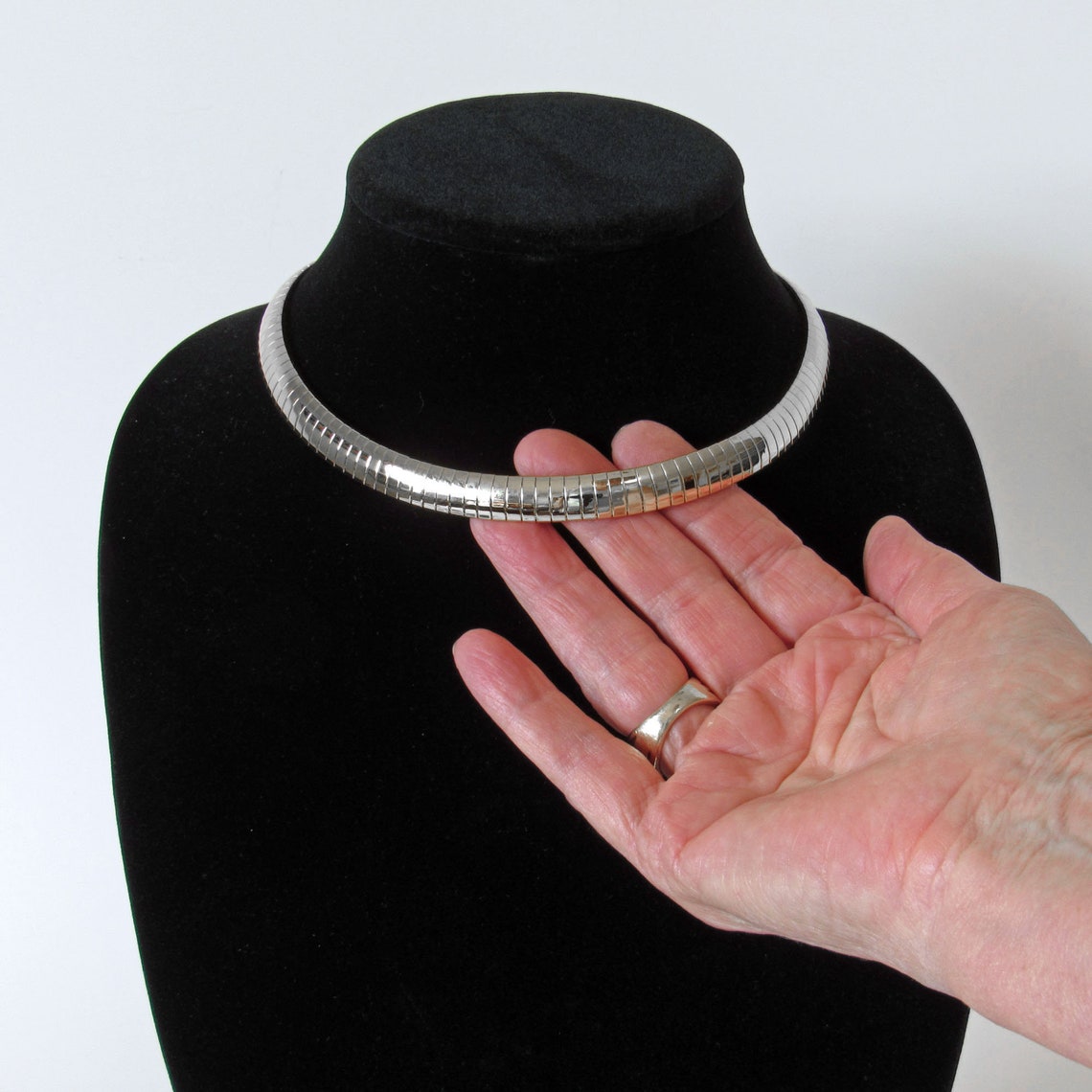 Silver Omega Necklace Chain 10mm Wide Domed Silver Etsy