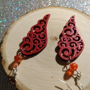 Red angel wing earrings