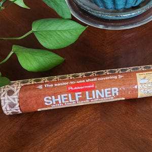 Vintage Rubbermaid Shelf & Drawer Liner Brown Chocolate Bamboo Print - Vintage Shelf Liner - Basket Weave Liner - Brown Contact Paper - 1978