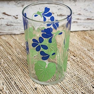 Vintage Swanky Swig - Swanky Swig Blue Posy - Blue Flower Swanky Swig