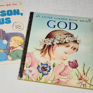 Vintage Religious Children&#39;s Books - My Little Golden Book About God - God&#39;s Son, Jesus Wipe Clean Book - Vintage Golden Book