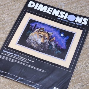 Vintage Wolf Cross Stitch Kit: Midnight Eyes by Peter Kull, 1998