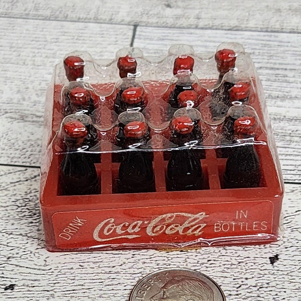 Miniature Case of Coca Cola - Coca Cola Dollhouse Miniatures - Miniature Coke Soda Bottle - Coca Cola Miniatures - 1"