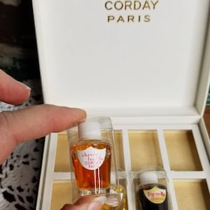 Vintage Corday Paris Box and Perfumes - Corday Chèvrefeuille - Corday Violette - Corday Toujours Moi - Miniature French Perfume