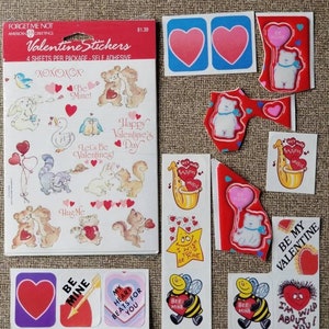 Vintage Valentine Stickers 1980s Puff Valentine Stickers Vintage  Valentine's Day Puffy Stickers Forget Me Not Love Stickers Love 