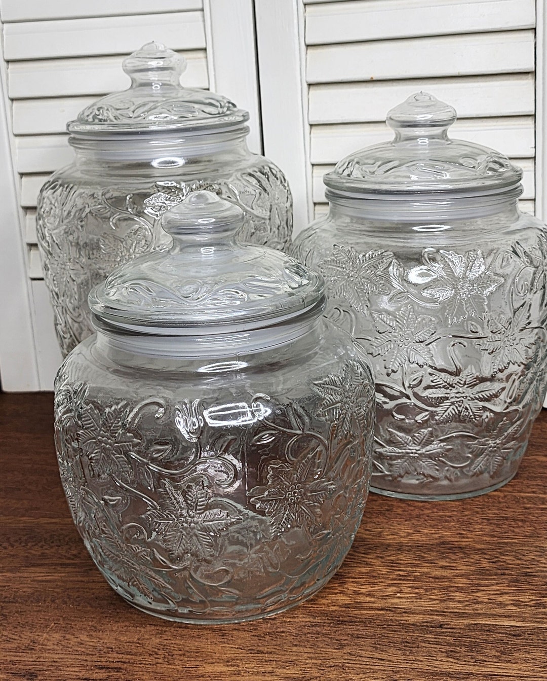 Princess House Fantasia Crystal Canister Set of 3 Fantasia Canisters