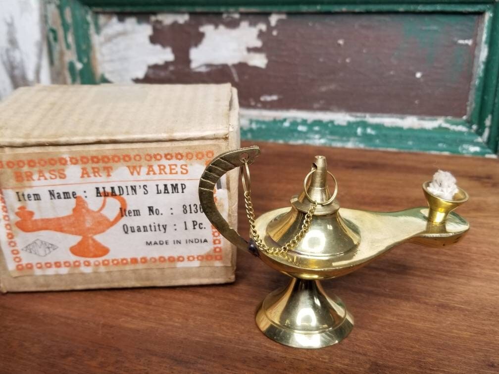 Vintage Brass Aladin Lamp Brass Genie Lamp Made in India Artmark