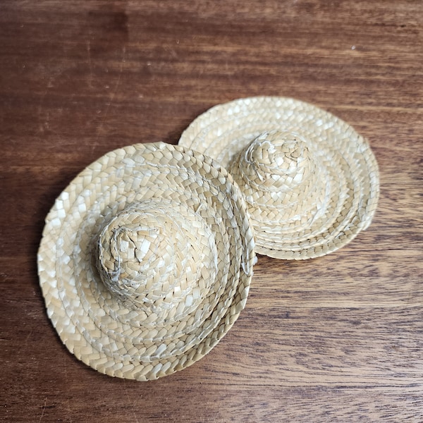 2 Miniature Sombreros - Mini Sombrero - Miniature Straw Sombrero - Doll Sombrero - Craft Hat - Tiny Sombrero - 4"