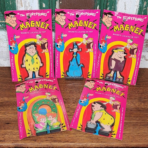 Vintage Flintstones Magnets - Fred Flintstone Magnet - Barney Rubble Magnet - Dino Dinosaur Magnet - Bam Bam and Pebbles Magnet - You Choose