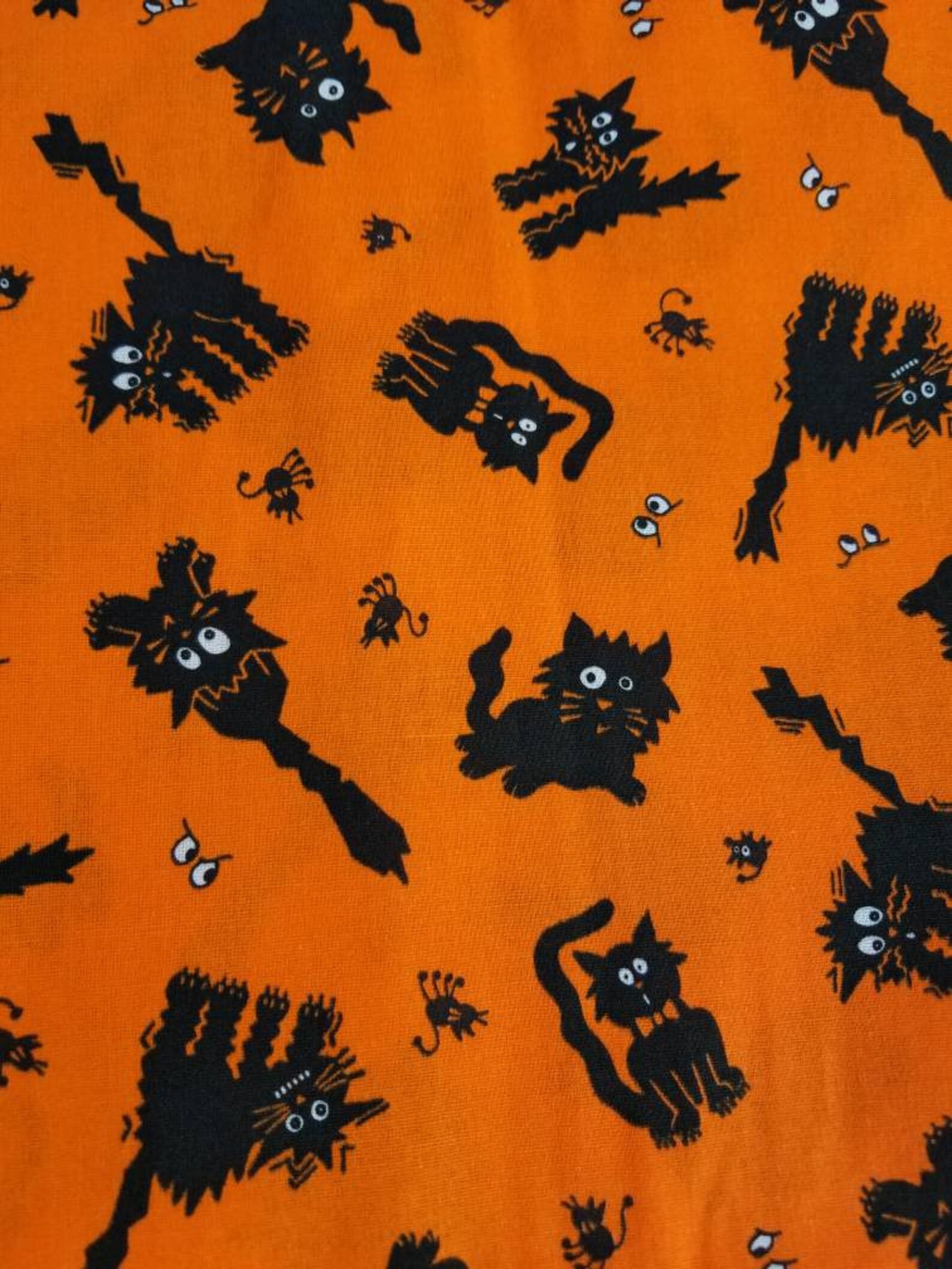 Vintage Halloween Fabric Scaredy Cat Fabric Halloween Etsy