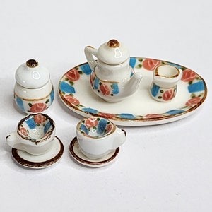 Vintage Miniature Tea Set - Miniature China Tea Set - Dollhouse Tea Set - Dollhouse Miniatures