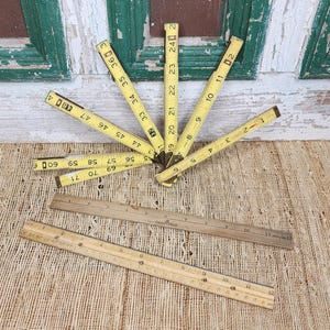 Vintage Lineale - Stanley Zollstock zum Zusammenklappen - Holzlineal zum Klappen - Zollstock zum Klappen - USA Holzlineale - Handliches Andy Lineal - Metallkantenlineal